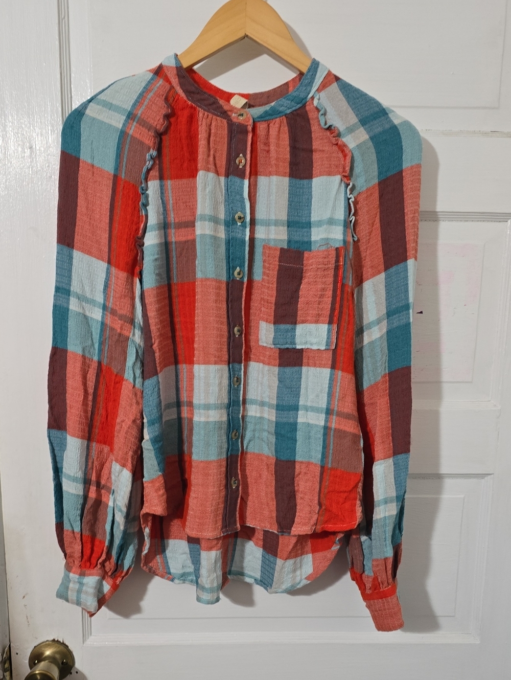 Pilcro Plaid Button-Front Shirt in Red & Blue